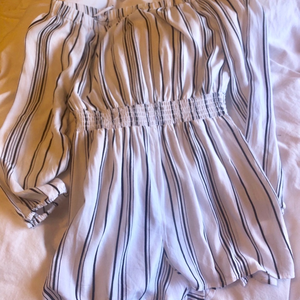 White stripe romper